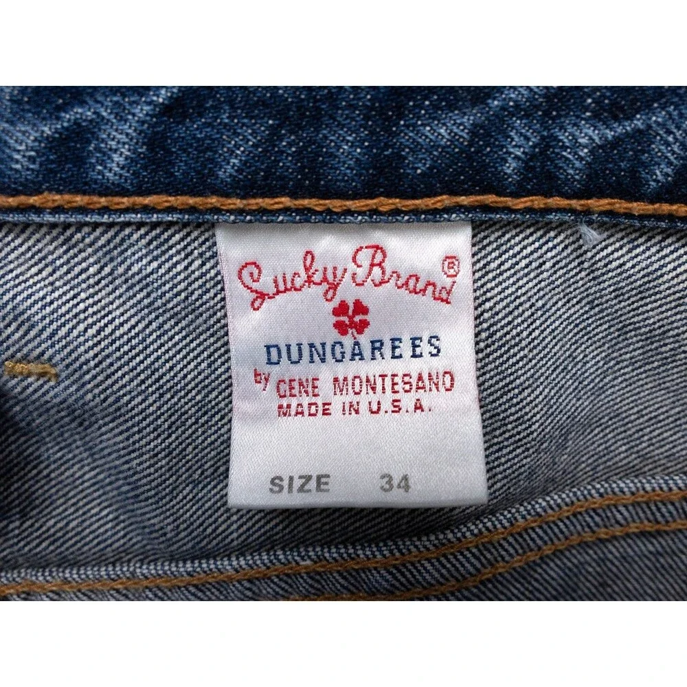 Vintage Lucky Brand Jeans Mens 34x30 Blue Vintage Fit Button Fly Denim Made USA